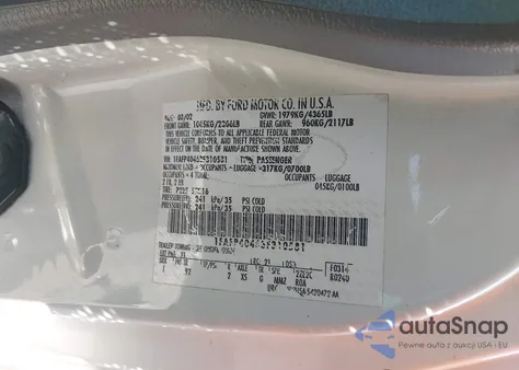 2003 Ford Mustang z USA, uszkodzony, nr VIN 1FAFP40463F310581